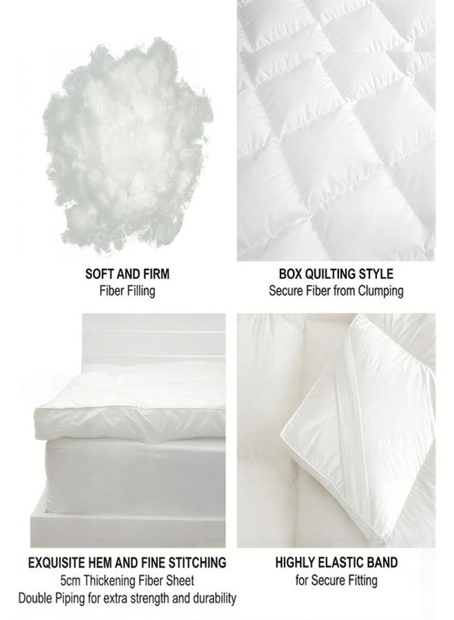 ورقة ألياف سميكة وناعمة إضافية 500GSM، قماش مصفف فائق النعومة مع أربطة مرنة من 4 جوانب لتناسب آمن، ميكروفايبر أبيض 180x200 سم - Image 3